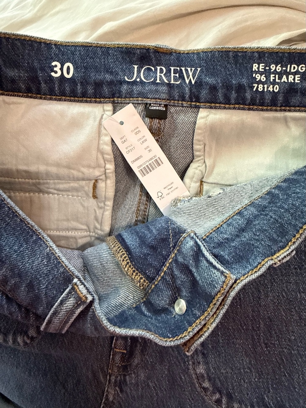 J. Crew Re-96 Vintage Wash Patch Pocket Flare Jeans Size 30 (US 10) NWT - Picture 7 of 7